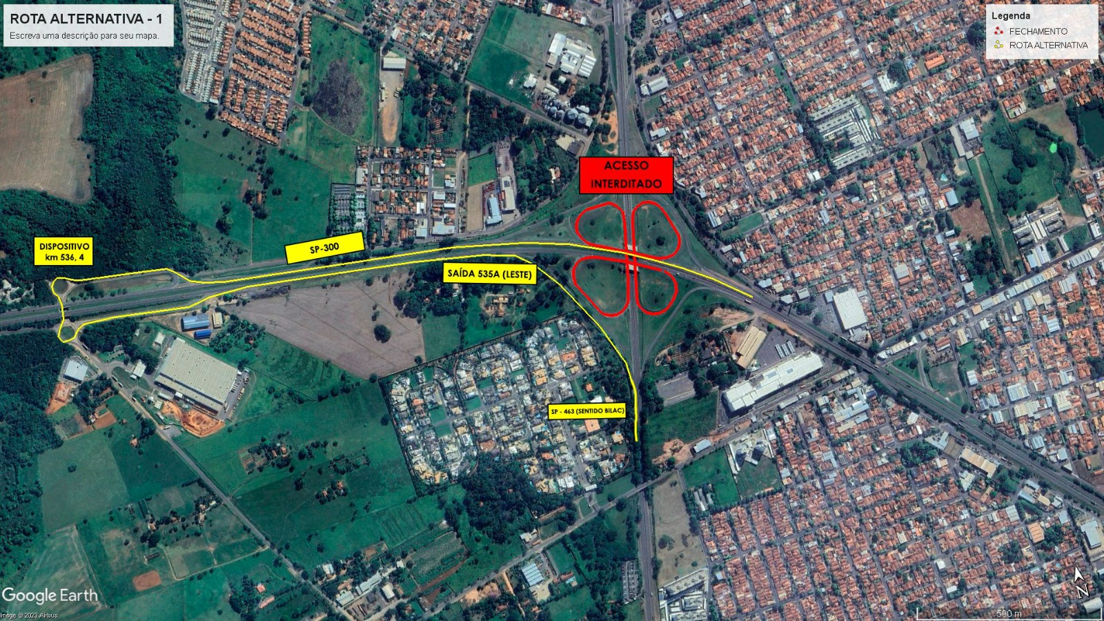 ViaRondon realiza interdição no dispositivo de acesso no km 535,8 na Rodovia Marechal Rondon em Araçatuba