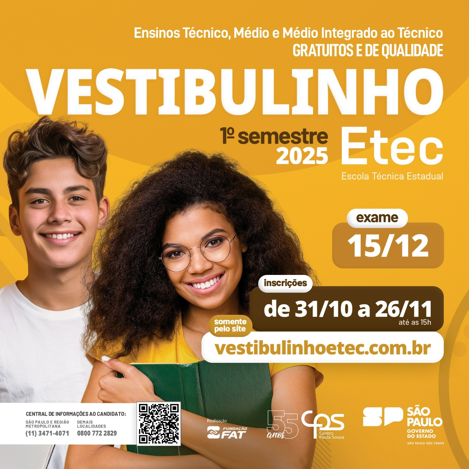 Processo seletivo da ETEC tem inscrições abertas até esta terça dia 26 de novembro