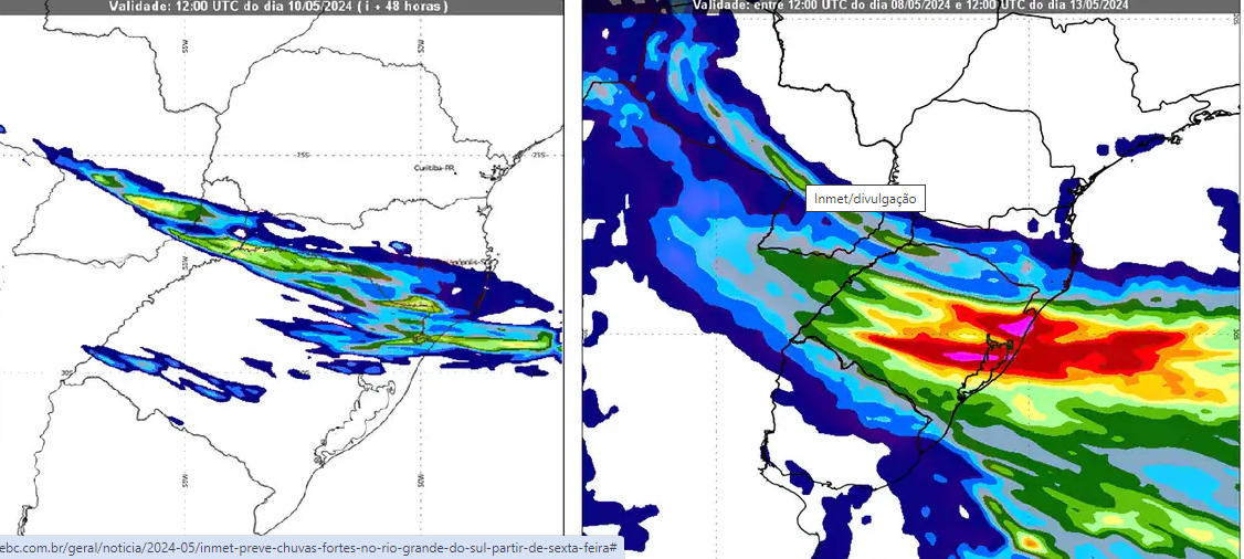 Inmet prevê chuvas fortes no Rio Grande do Sul a partir de sexta-feira